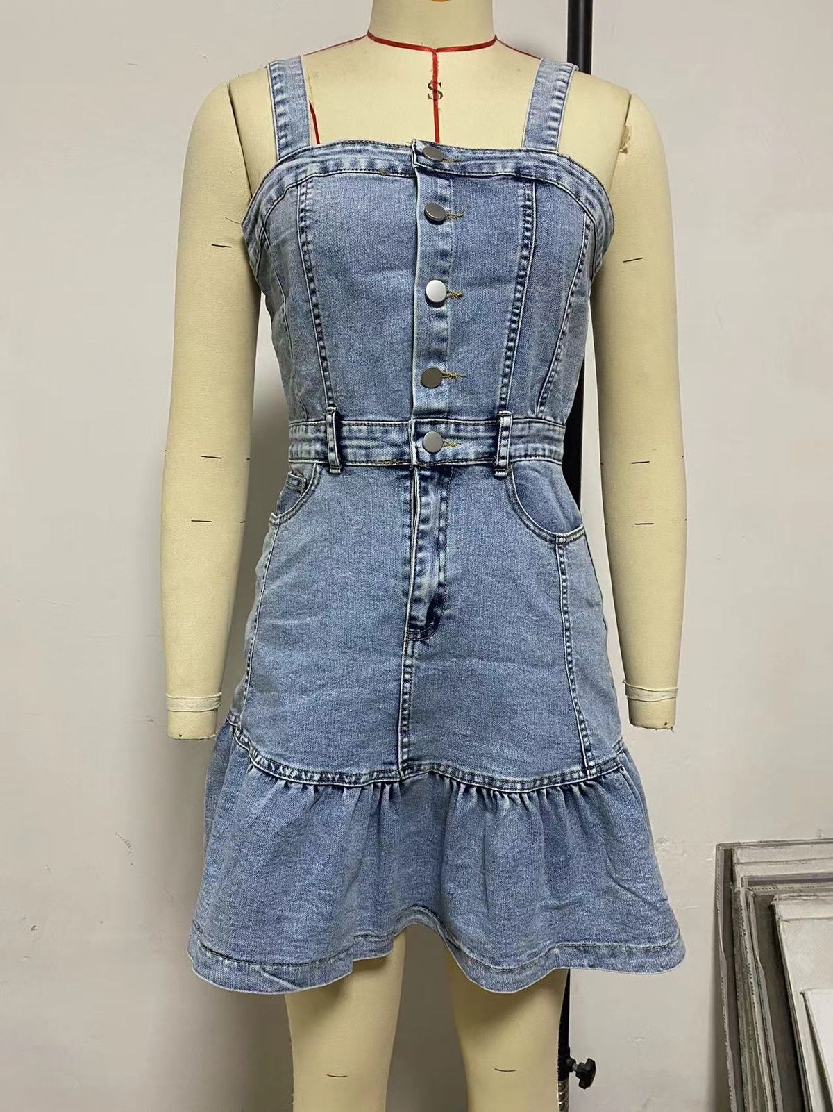 K New Temperament Commuting Fashionable Camisole Spicy Girl Denim Women's Dress_ecoleips.com