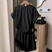 Women's Casual Loose Fitting round Neck Short Sleeve T-Shirt Set with Raglan Sleeves Stylish Sporty Two-Piece Set for Spring/Summer_ecoleips.com