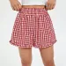 HEZIOWYUN Women's Kawaii Plaid Shorts Loose Fitting Elastic Wide Waist Shirred Ruffled Trim Wide Leg Loungewear Briefs Bottoms_ecoleips.com