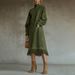 New European And American Cross-Border Independent Station High Collar Suede Retro Loose Pocket Tassel Sleeve Dress Long_ecoleips.com
