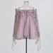 K Sweet Retro Style One-Shoulder Tie-Up Flared Sleeve Solid Color Top New Women's Shirt_ecoleips.com