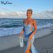 Hugcitar 2021 Sleeveless Halter Strap See-Through Pleat Slit Backless Sexy Dress Summer Women Streetwear Club Party Y2K_ecoleips.com