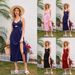 Floral Print Sundress Dark Blue Summer Casual Vacation Travel Hollow Out Cross Border Women's Dress_ecoleips.com