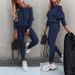 In-stock 2026 European And American Foreign Trade Spring Solid Color Fashion Casual Tie-shoulder Sports Pants Long Set_ecoleips.com
