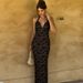 European And American Best-Selling Clothing 2025 Winter New Sexy Deep V Lace Halter Neck Tie Dress Women's Foreign Trade_ecoleips.com