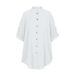 Women's Clothing Cotton And Linen Button Down Medium Long Short Sleeved Loose Shirt For Women_ecoleips.com