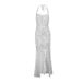 AD243 Quality Model 2025 Spring Sexy Style Private Wear Socialite Women's Halter Square Neck Patchwork Dress_ecoleips.com