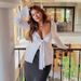 Elegant Sexy Girl Twisted Butterfly Long Sleeve V-Neck Top Knitted Stretch Solid Color Pullover European American Style Women's Clothing_ecoleips.com