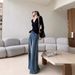 High Waist Blue Washed Jeans For Women – Relaxed Straight Leg Denim Pants (90s Vintage, Oversized Fit, Cotton-Blend, S-XL, Long Length)_ecoleips.com