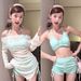 Stunning Island Vacation Three Piece Swimsuit Set Sun Protection Outerwear Slimming Fair Skinned Sweet Girl Bikini for Women_ecoleips.com