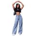 European And American Cross-Border New High-Waisted Slimming Loose Floor-Length Flared Straight-Leg Pants Casual Jeans_ecoleips.com