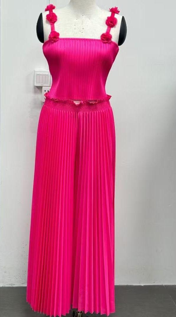 Women's Clothing Suit Three Dimensional Flower Shoulder Strap Waist Hot Girl Knitted Suspenders Two Piece Suit_ecoleips.com