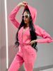 K Sportswear Leisure Women's Clothing Hooded Drawstring Cuffed Jumpsuit Overall Set_ecoleips.com