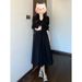 Black French-style Long-sleeved For Women With A Slightly Plump Figure, New 2025 Summer Model, Elegant And High-end,_ecoleips.com