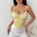 Hot Girl Backless Fishbone High End Camisole Sexy Perspective Mesh Splicing Lace Wrapped Chest_ecoleips.com