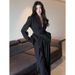 French-style Niche Hepburn-inspired Black Blazer, Casual Professional Look, Elegant And Sophisticated, Waist-cinching_ecoleips.com