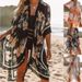 Women's Clothing Summer New Mid Length Slit Chiffon Printed Beach Sun Protection Shirt Holiday Style_ecoleips.com