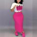 Women's Solid Color Slim Fit Skirt Two Piece Set with Slit Elastic Waist Casual Comfortable Fashion for Spring Autumn_ecoleips.com