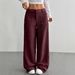 Voya Autumn Winter European And American Women's Clothing Solid Color Corduroy Loose Zipper Button Wide Leg_ecoleips.com