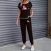 Women's Color Block Trim Casual Suit American Style Spring Summer Autumn New Simple Loose Fit Short Sleeved Set_ecoleips.com