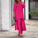 Women's Cotton Linen Two Piece Suit Large Size Irregular Long Sleeve Top Wide Leg Pants Casual Fashion_ecoleips.com
