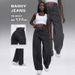 Trending Women's Jeans – Vintage Washed Blue | High Waist | Baggy Wide Leg | Distressed Details | Streetwear Staple_ecoleips.com