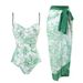 Women’S Printed One-Piece Swimsuit With Sarong Wrap – Tiger & Galaxy Patterns, High Elasticity Polyester, Sexy Beachwear (S-Xl)_ecoleips.com