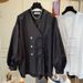 Women's Clothing V Neck Tassel Button Down Shirt Female Designer Niche Tops Spring Shirts_ecoleips.com