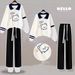 Teen Girls' Polo Neck Sweatshirt Set – Long Sleeve Cotton Top + Jogger Pants (XS-XL) | Cute Cartoon Print & Streetwear Style_ecoleips.com