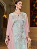 Pink & Green Beaded Embroidered Cape Batwing Tunic - Boho Chic Maxi Dress With Floral Detailing (One Size Fits Most)_ecoleips.com
