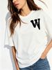 Women's Oversized T-Shirt Minimal W Letter Wassup Slogan Graphic Casual Loose Short Sleeve Streetwear Top_ecoleips.com