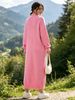 Women Turtleneck Knit Midi Dress Loose Long Sleeve Ribbed Cuff Hem Texture Lightweight Breathable Soft Skin-friendly Straight Knit Dress_ecoleips.com