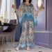 Women's Clothing fashion printed round neck loose wide leg pants casual two piece suit_ecoleips.com