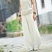 Johnature Summer Solid Color Pockets Loose Pants 2025 New Women Vintage Elastic Waist Cotton Linen Wide Leg Full Length Pants_ecoleips.com