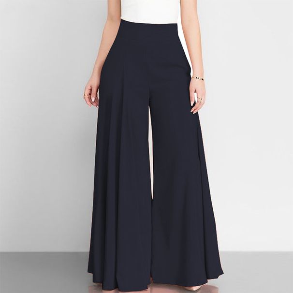 High-Waisted Wide-Leg Pants For Women, Lightweight Polyester Work Pants, Office & Casual Trousers (S-5XL, 8 Colors)_ecoleips.com