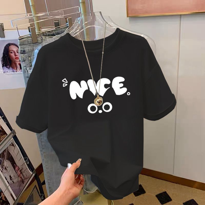 Women's Loose Short Sleeve T-Shirt Cartoon Print Mid-Length Versatile Top for Spring/Summer Trendy Fashion Instagram Worthy_ecoleips.com
