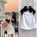 Women's Clothing Temperament Bow Splicing One Shoulder Top Sweet Small Dress Dress_ecoleips.com