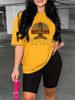 Summer Women's Casual And Fashionable Letter Pattern Printed Loose T-shirt+shorts Two-piece Sportswear Suitable For Daily Wear-119_ecoleips.com