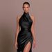 Yj23556 Wind Hanging Sleeveless Split Slim Summer New Standing Neck Long Dress_ecoleips.com