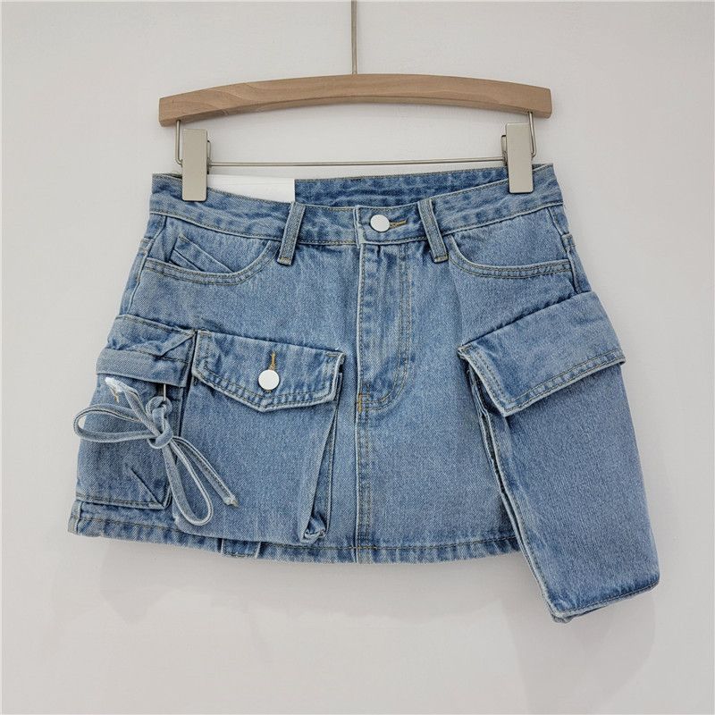 Women's Clothing Workwear Denim Short Skirt High Waist Slim A Line Anti Exposure Hip Wrapped Hot Girl Half Length Skirt Trendy_ecoleips.com