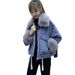 girl Girl Denim Parka For Women 2025 Winter New Loose Large Fur Collar Fleece Lined Thickened Cotton Jacket Short Ins Trend_ecoleips.com
