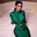 Women's Turtleneck Long Sleeve Patchwork Dress Sexy Elegant Open Back Ruched Maxi Dress_ecoleips.com