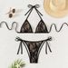 Women's Clothing Slimming Backless Lace-Up Triangle Bikini American Style Swimsuit Regular Size Polyester_ecoleips.com