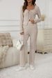 Women's Striped Knit Lounge Set – Oversized Wide-Leg Pants & Tied Top For Casual Comfort_ecoleips.com