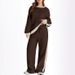 Women's Color Blocked Casual Sportswear Set Loose Fit Wide Leg Pants Two Piece Outfit Autumn Arrival_ecoleips.com