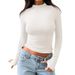 Women's Clothing New High End Y2K Slim Fit Half High Collar Long Sleeved Thumb Hole T Shirt_ecoleips.com