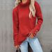 Women's Oversized High Neck Knit Sweater With Striped Sleeves & Button Detail - Soft Casual Pullover For Autumn Winter_ecoleips.com