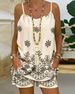 Women's Clothing Print Spaghetti Strap Tank Top And Floral Print Pocket Shorts Set_ecoleips.com