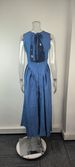 Voya Women's 2026 Spring New Fashionable Commuter Solid Color Round Neck Waist Waist Bareback Dress Cowboy Color_ecoleips.com