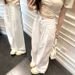 White Wide-leg Jeans Women, 2026 Summer New Style, High-waisted, Loose-fitting, Drapey, Straight-leg, Floor-length Pants_ecoleips.com